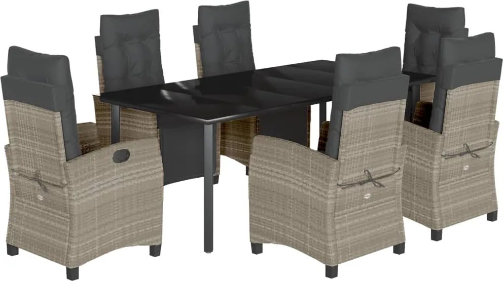 vidaXL Set mobilier de grădină cu perne, 7 piese gri deschis poliratan