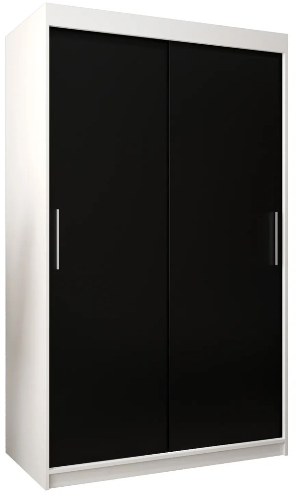 Dulap de haine 120 cm Toki (alb mat + negru mat). 1064804