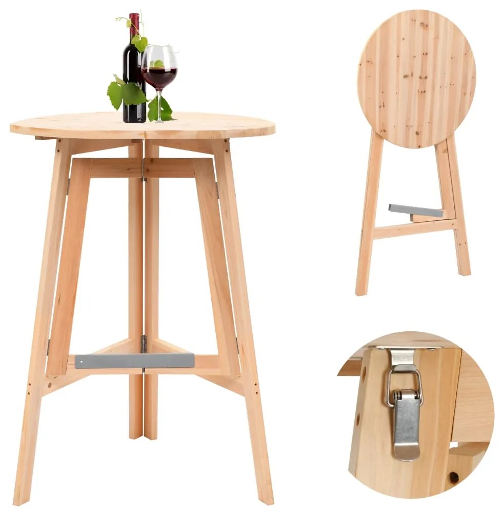 vidaXL Masă de bar pliabilă, 78 cm, lemn de brad