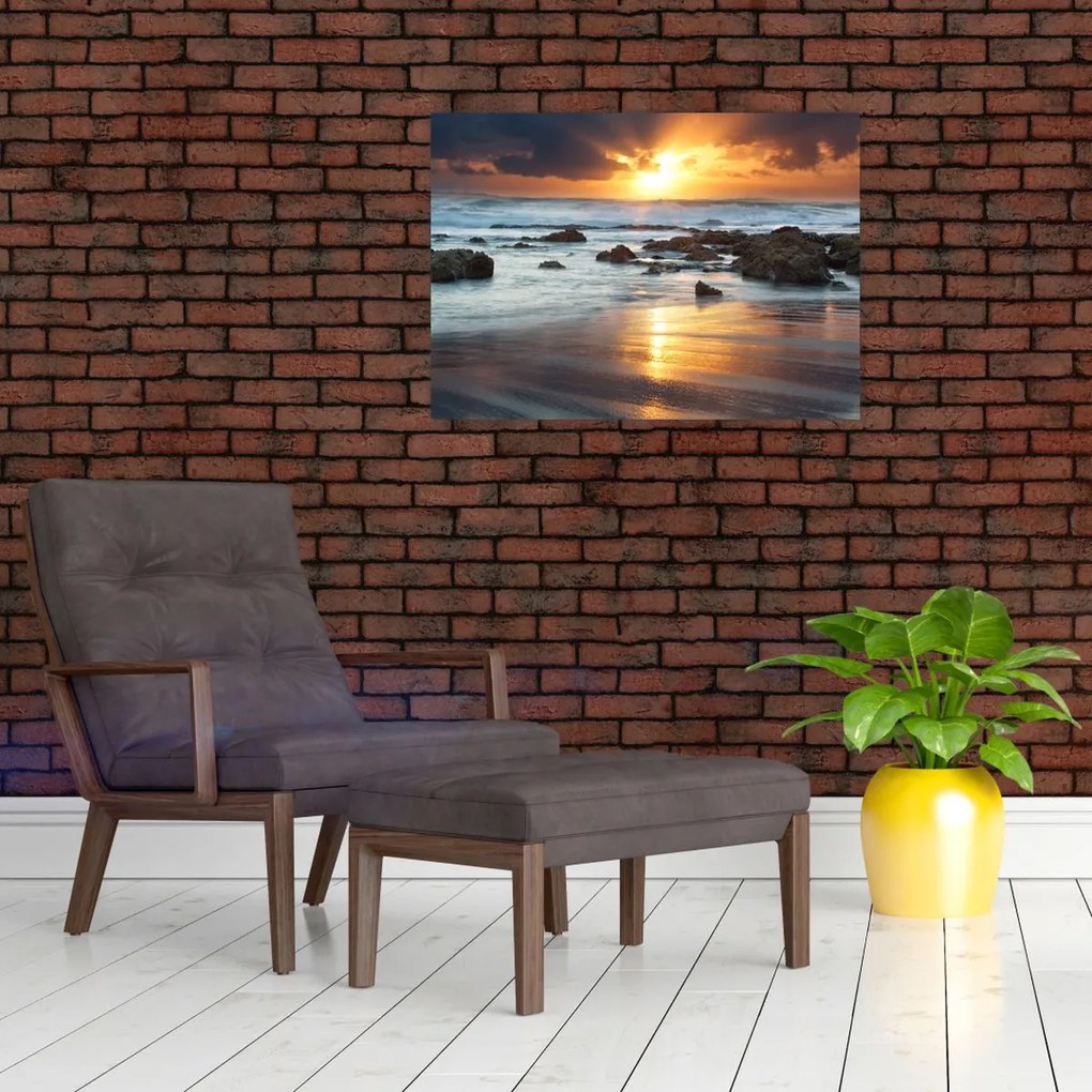 Tablou pe sticlă - Marea scăldată de soare (70x50 cm)