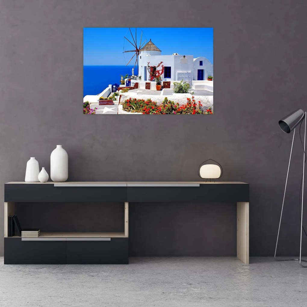 Tablou - Casă mică în Grecia (90x60 cm)