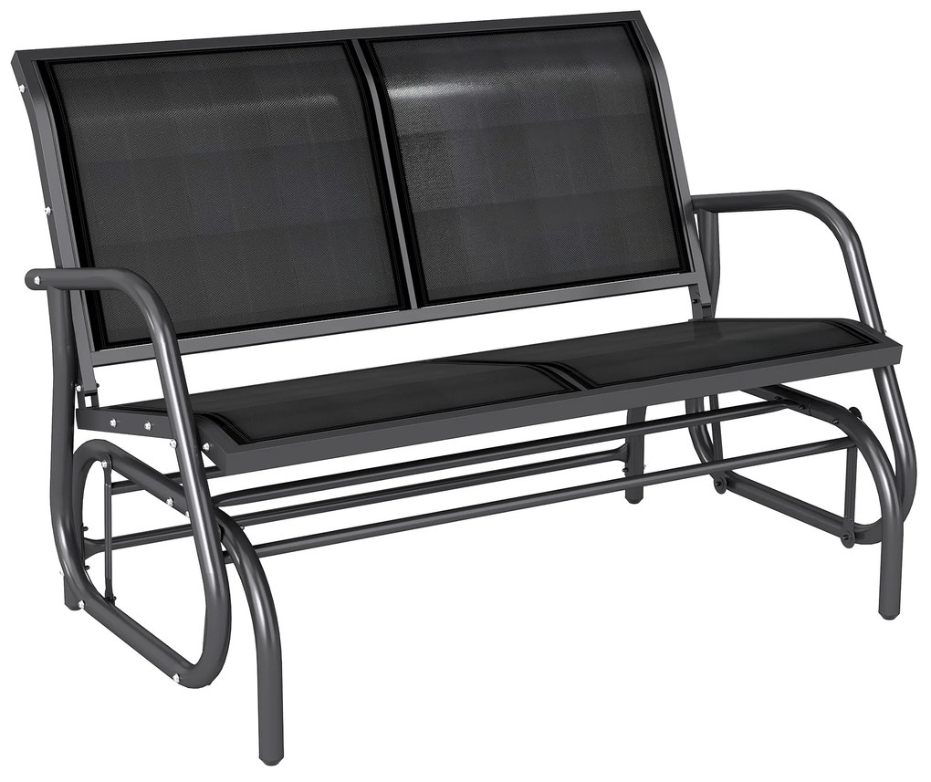 Outsunny Banca tip Leagan 2Locuri in Metal, Negru, 123x70x87cm | Aosom Romania