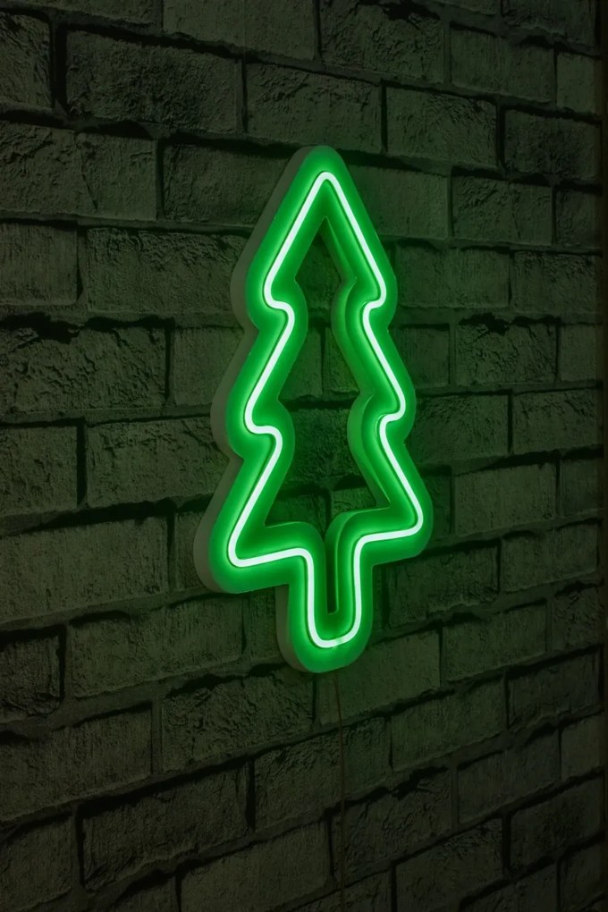 Decoratiune luminoasa LED de perete Christmas Pine Verde 21x30x2 cm