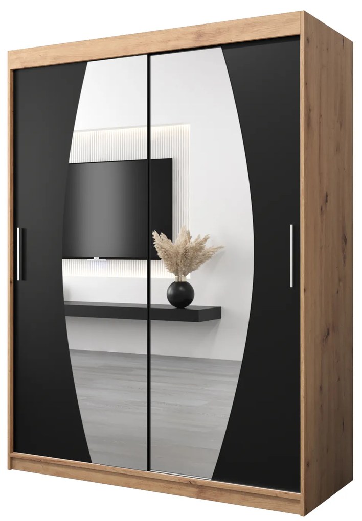 Dulap de haine 150 cm Eclipse (Stejar artisan + Negru mat). 1063408