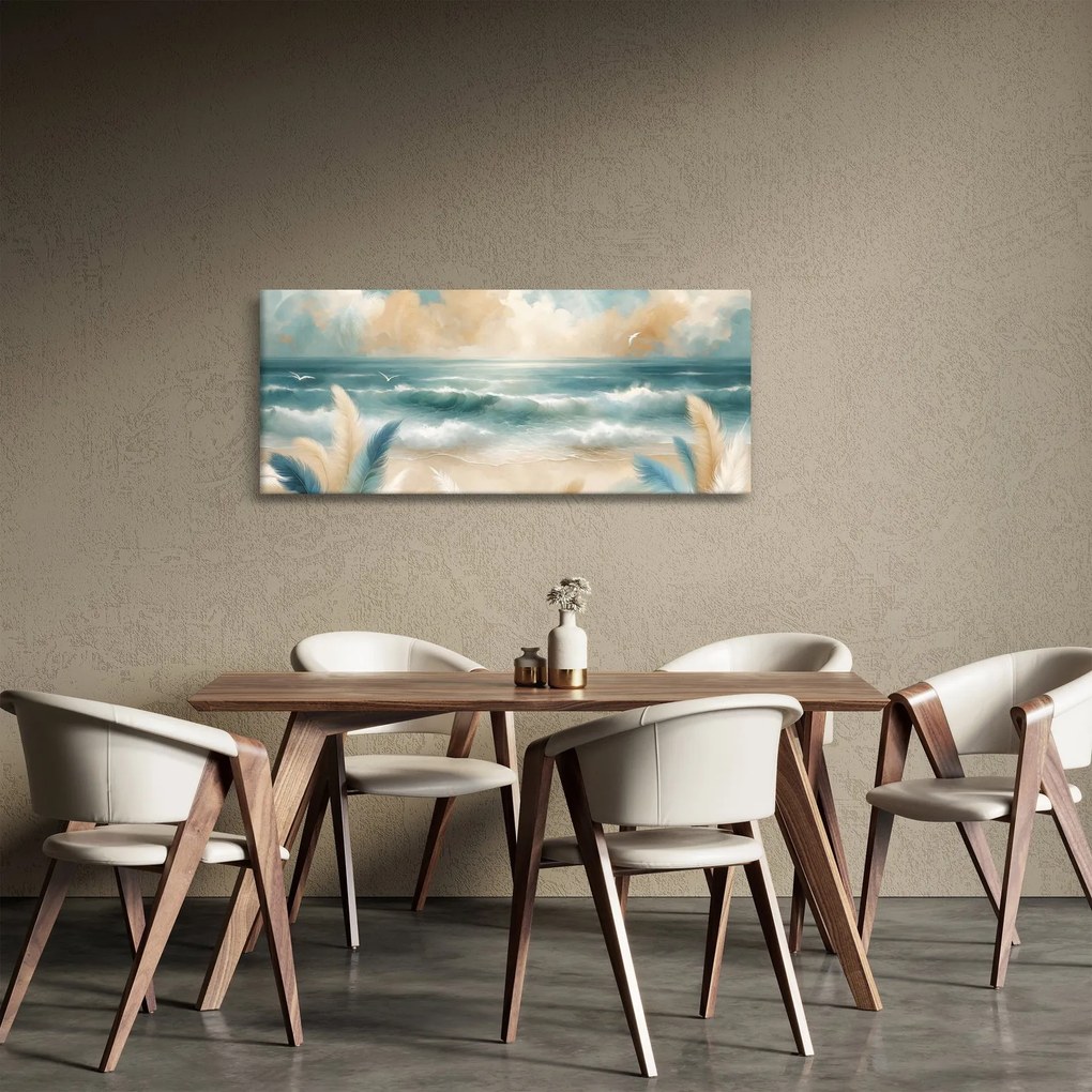 Tablou – Plajă pictată în culori delicate (120x50 cm)
