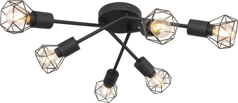 Plafoniera cu 6 spoturi design industrial XARA I negru