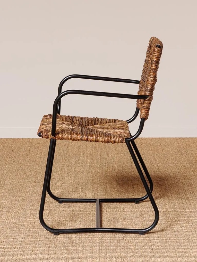 Scaun dining, maro, din rattan si frunze de banana impletite, Pisang