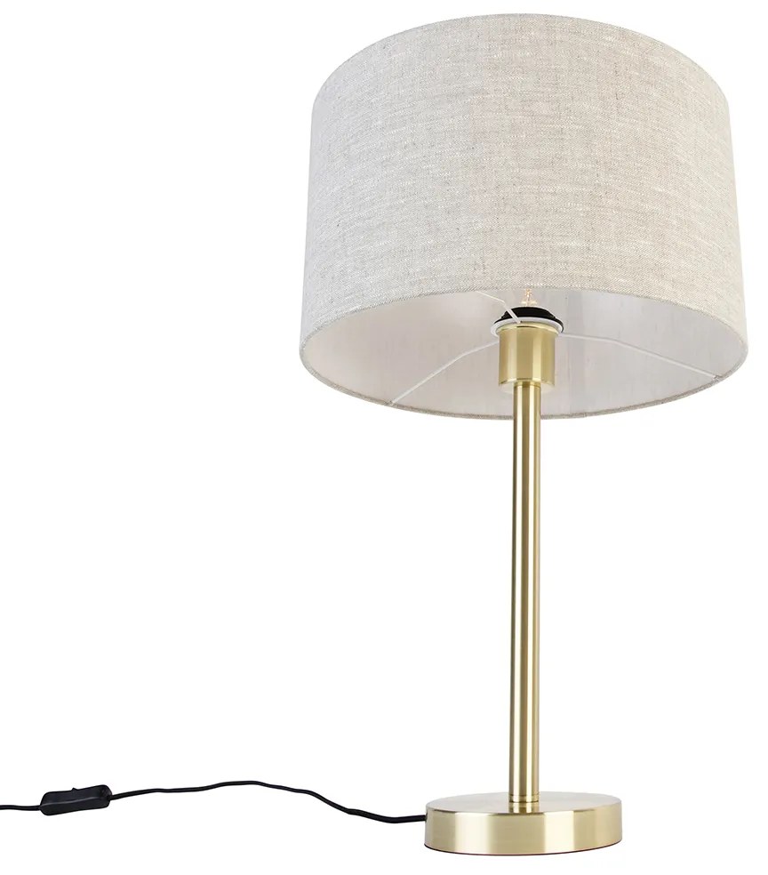 Lampă de masă clasică din alamă cu abajur gri deschis 35 cm - Simplo