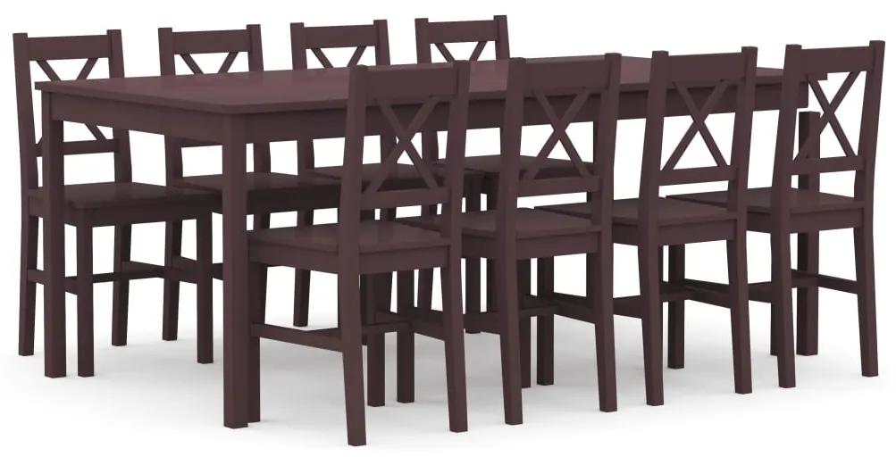 283389 vidaXL Set mobilier de bucătărie, 9 piese, maro închis, lemn de pin