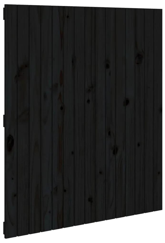 824937 vidaXL Tăblie de pat pentru perete, negru 95,5x3x110 cm lemn masiv pin