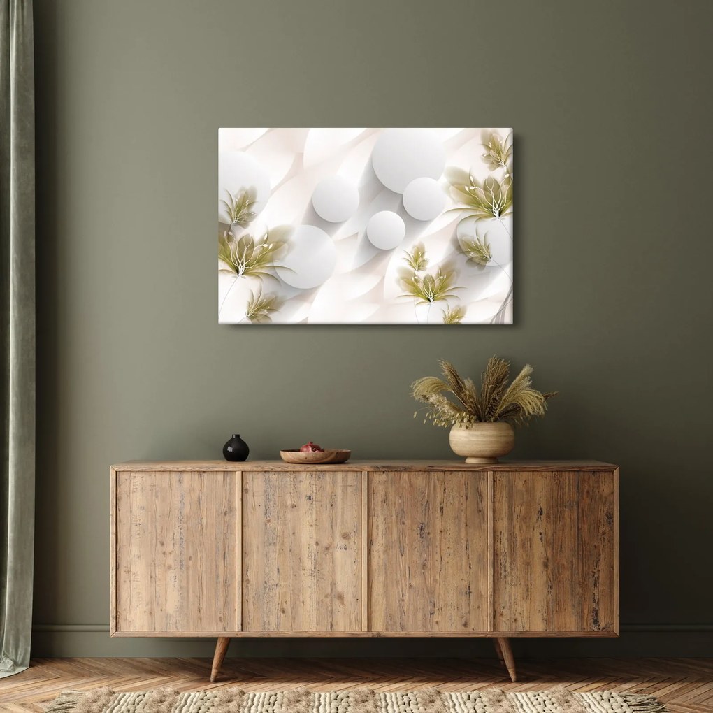 Tablou - 3D cercuri cu flori (90x60 cm)