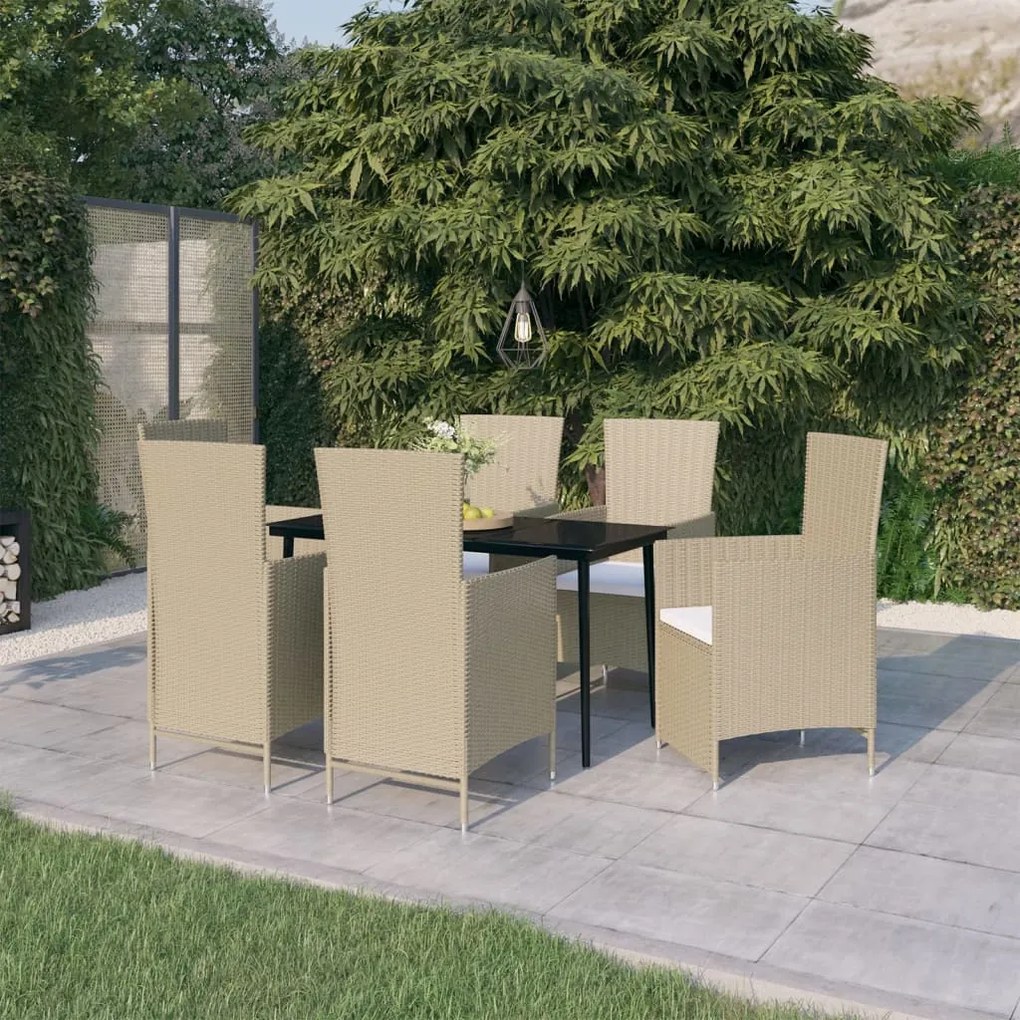 vidaXL Set de mobilier pentru grădină, cu perne, 7 piese, bej