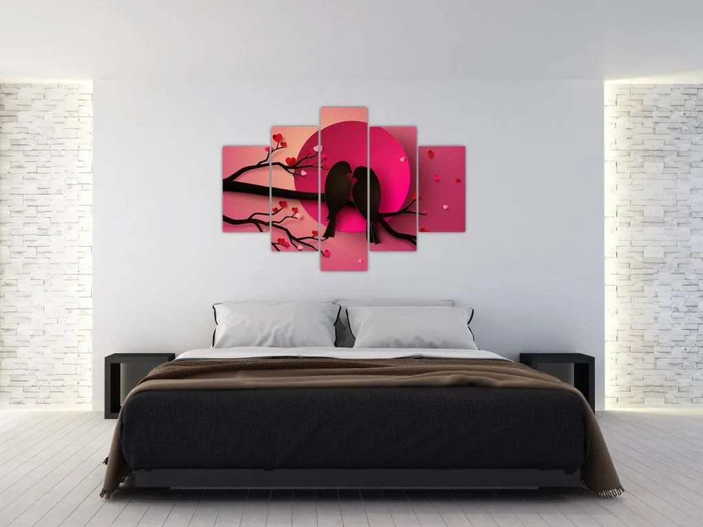 Tablou - Păsări îndrăgostite (150x105 cm)