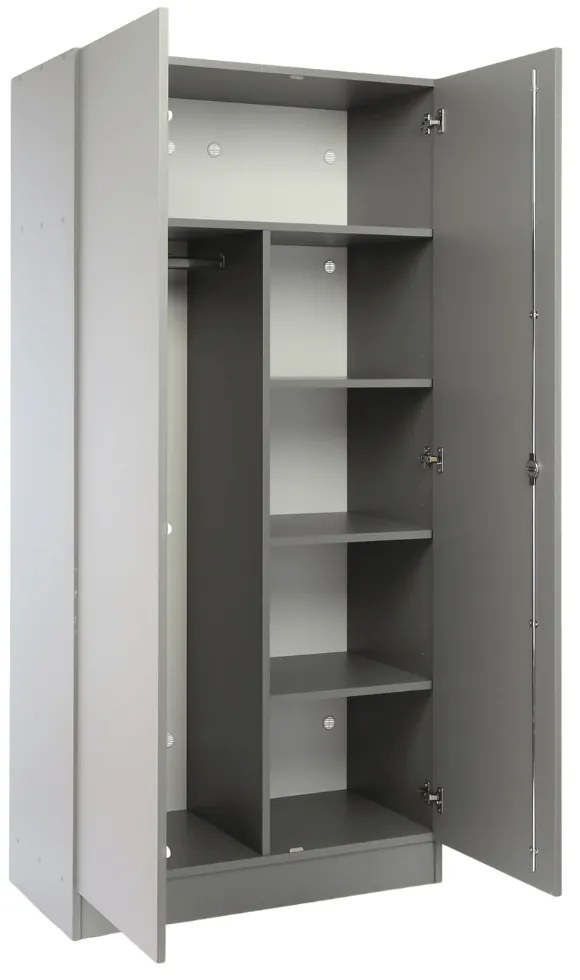 Dulap din lemn Visio LUX, 90 x 45 x 185 cm, încuietoare cu cilindru, gri