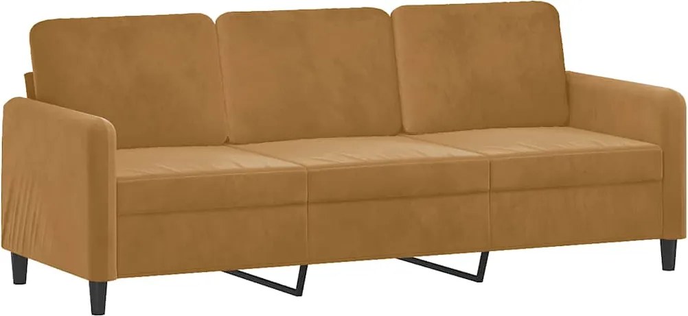 vidaXL Canapea cu 3 locuri, Maro, 180 cm, catifea