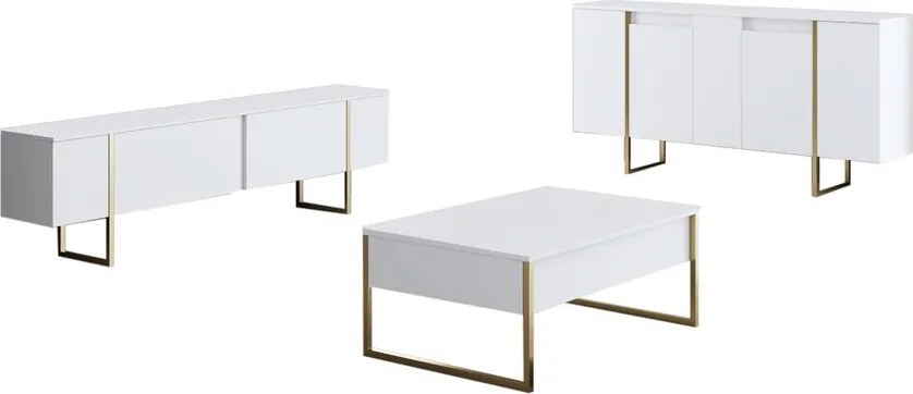 Consola, Hanah Home, Luxe, 160x35x80 cm, Alb/Auriu