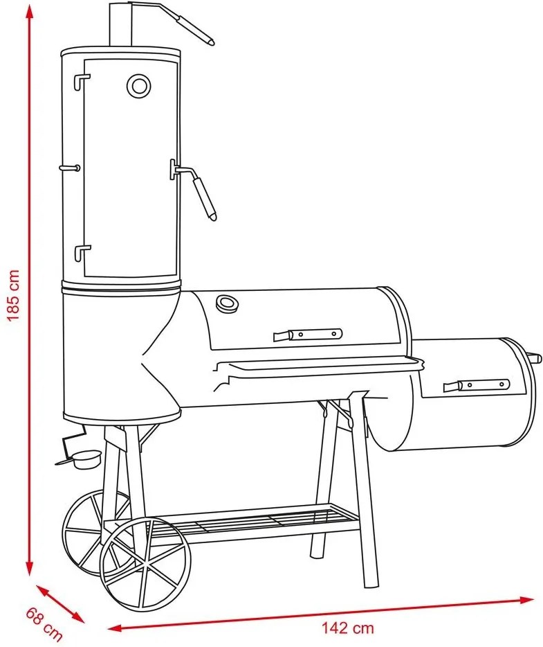 Grătar de grădină cu afumătoare Avenberg LOKOMOTIVA BBQ MASTER