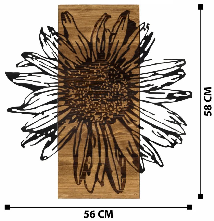 Accesoriu Decorativ de Perete Daisy, Metal / Lemn