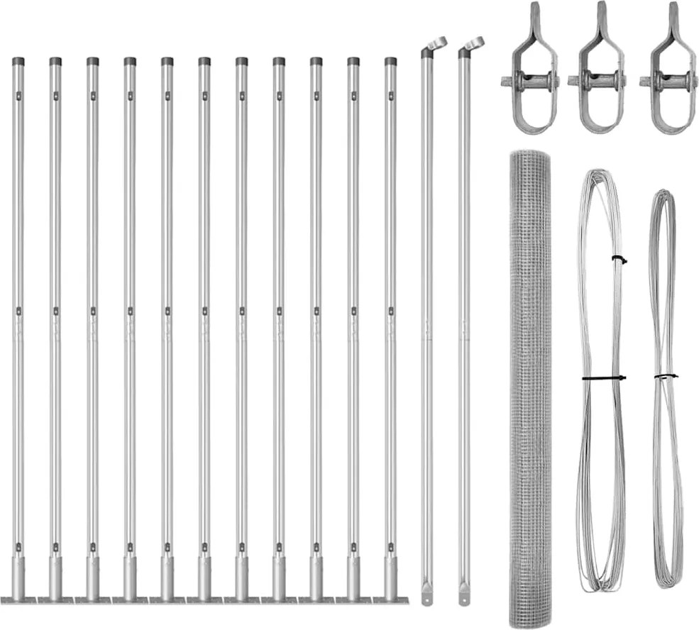 vidaXL Stâlp de gard. Argintiu 25 x 1,4 m (rulou de 19 x 19 mm) Oțel