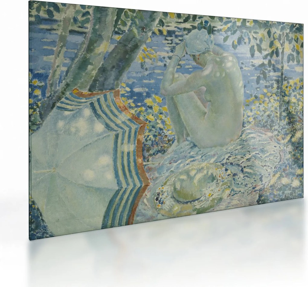 Tablou pe sticlă - Frederick Carl Frieseke, On the Bank, reproducere (70x50 cm)