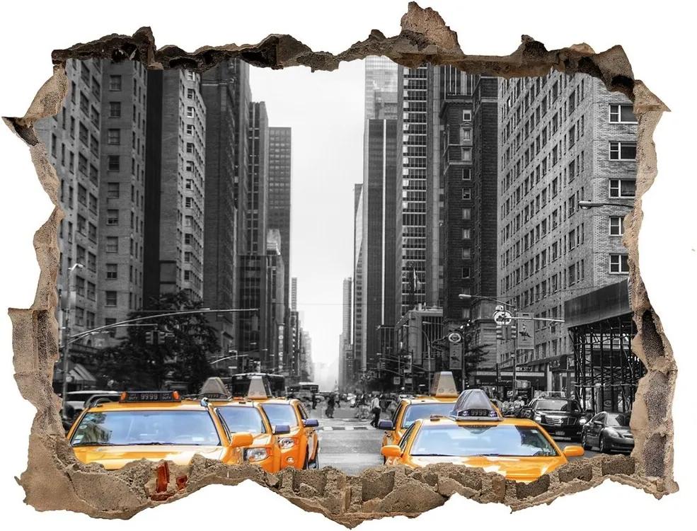 Fototapet 3D gaură în perete New york taxiuri