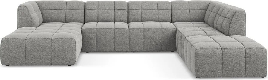 Colțar gri cu tapițerie din țesătură bouclé (în formă de "U") Aloha – Makamii