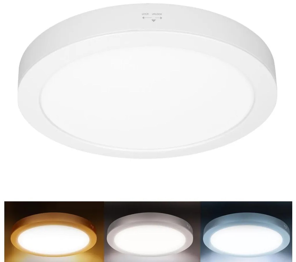 Solight WD244-W - Panou LED 2 în 1 24W/230V 3000/4000/6000K Ø 30 cm IP54 alb