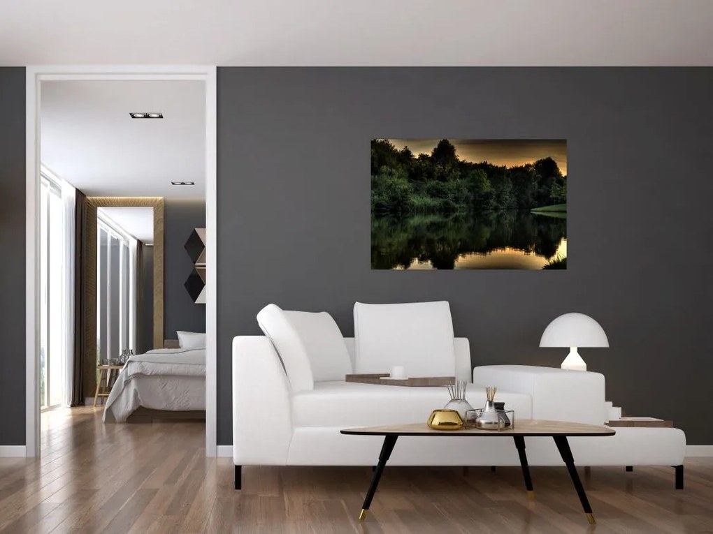 Tablou cu lac în pădure (90x60 cm)