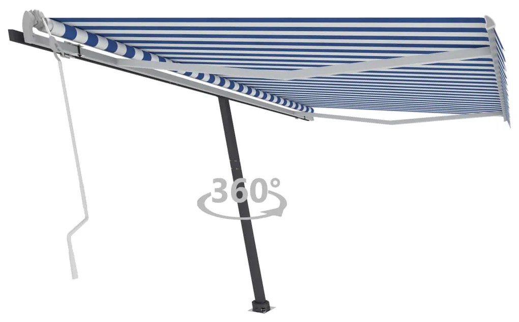 Copertina autonoma retractabila manual albastrualb 450x300 cm Albastru si alb, 450 x 300 cm