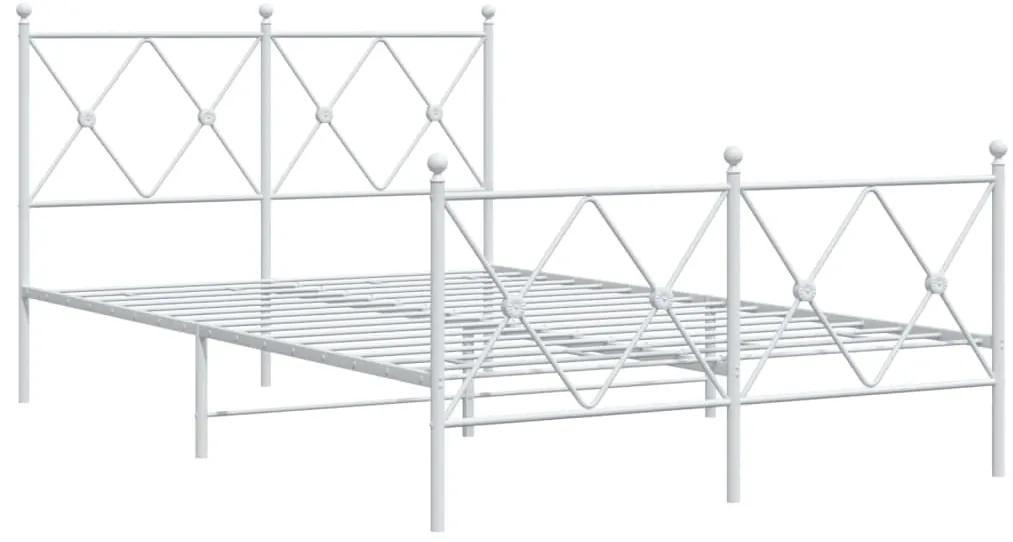 376567 vidaXL Cadru de pat metalic cu tăblie, alb, 120x200 cm