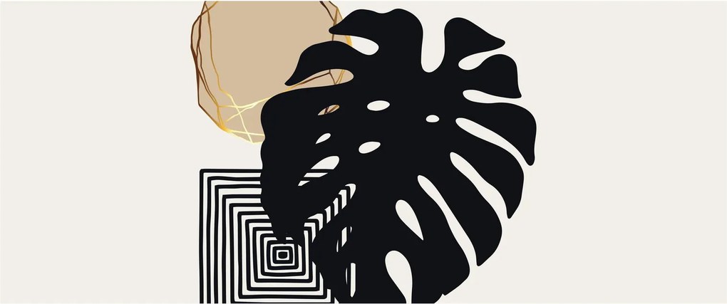 Tablou - Abstracție cu frunze tropicale N⁰2 (120x50 cm)