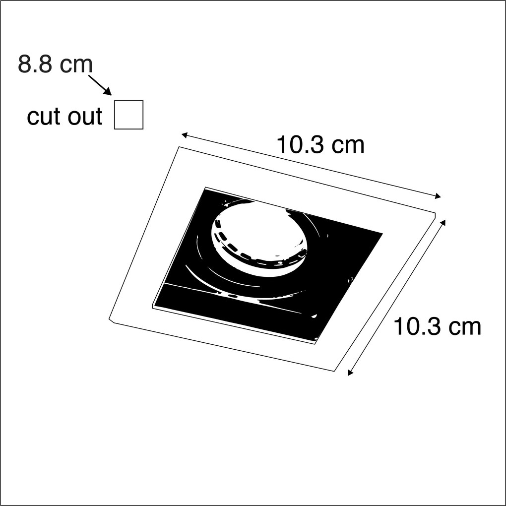 Set de 5 spoturi îngropate albe cu negru - Carree