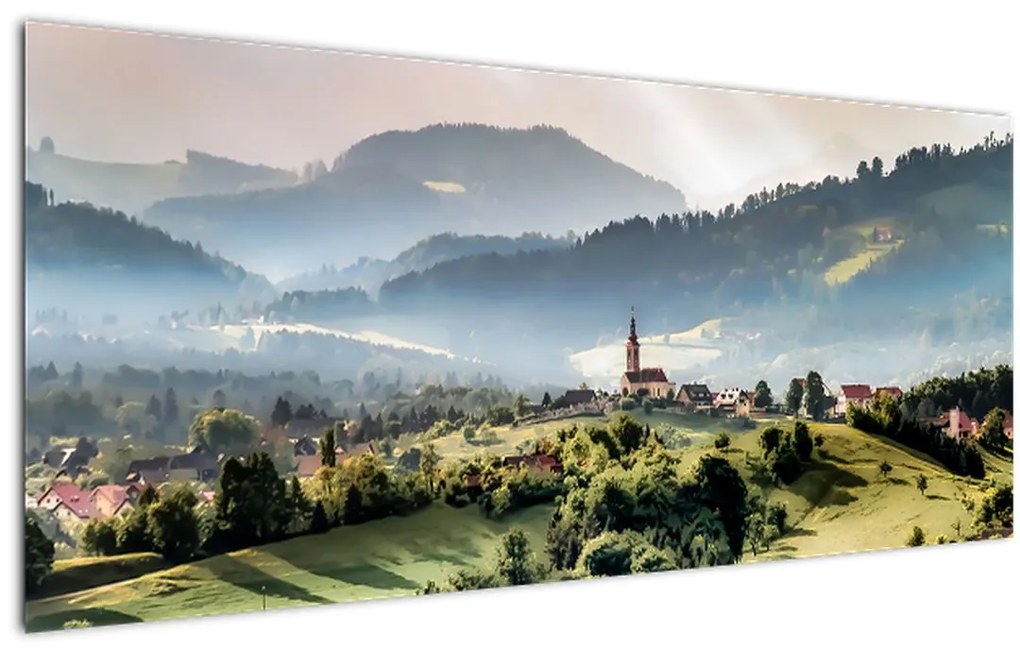 Tablou - sătuț în ceață (120x50 cm)