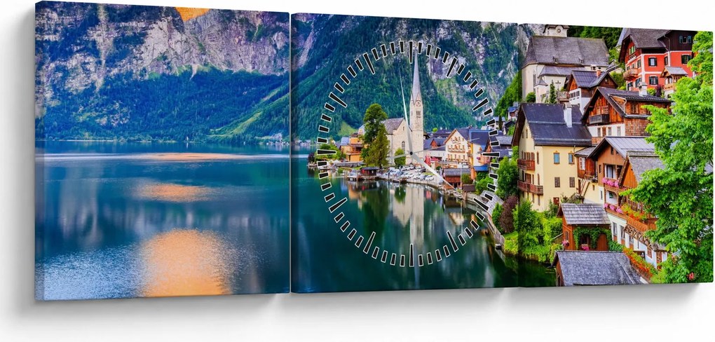 Tablou - Sat alpin (cu ceas) (90x30 cm)