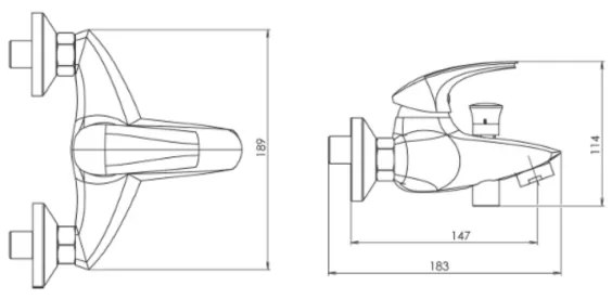 Novaservis - Baterie pentru cadă METALIA, crom lucios