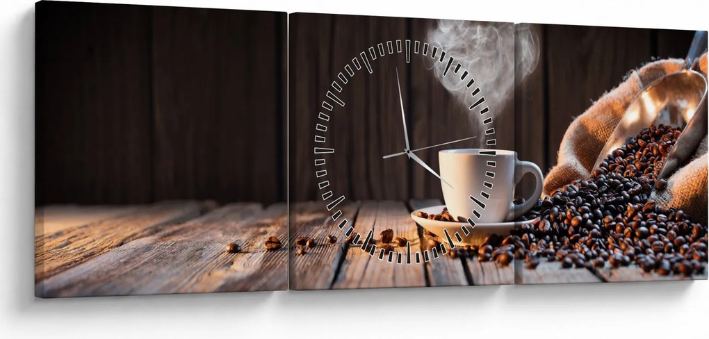 Tablou - Timp pentru cafea (cu ceas) (90x30 cm)