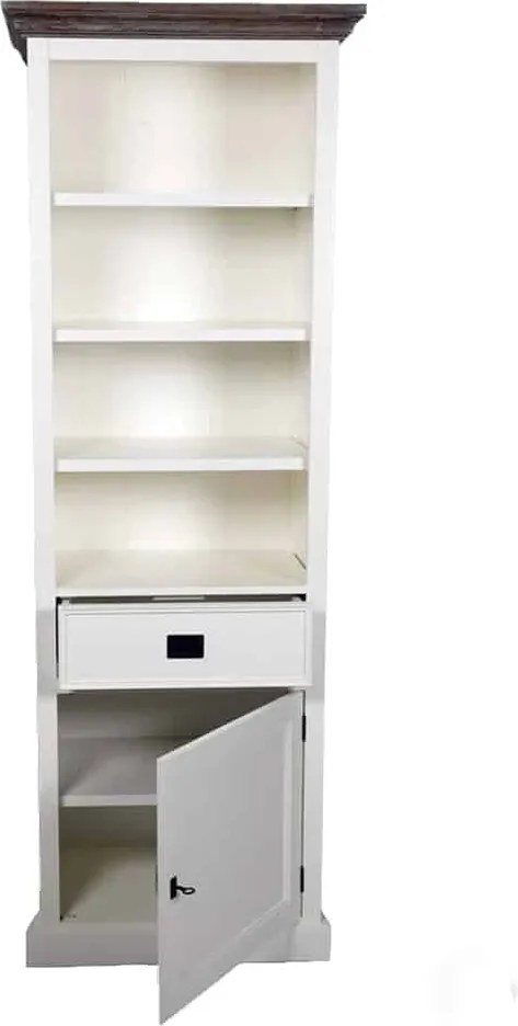 Etajeră lemn masiv alb Lahoma 6 compartimente /Maro, 70 × 45 × 196 cm