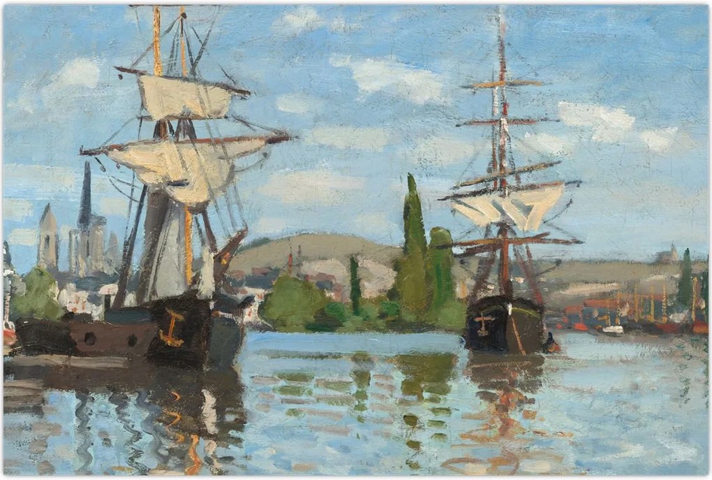 Tablou - Claude Monet, Ships Riding on the Seine at Rouen, reproducere (90x60 cm)