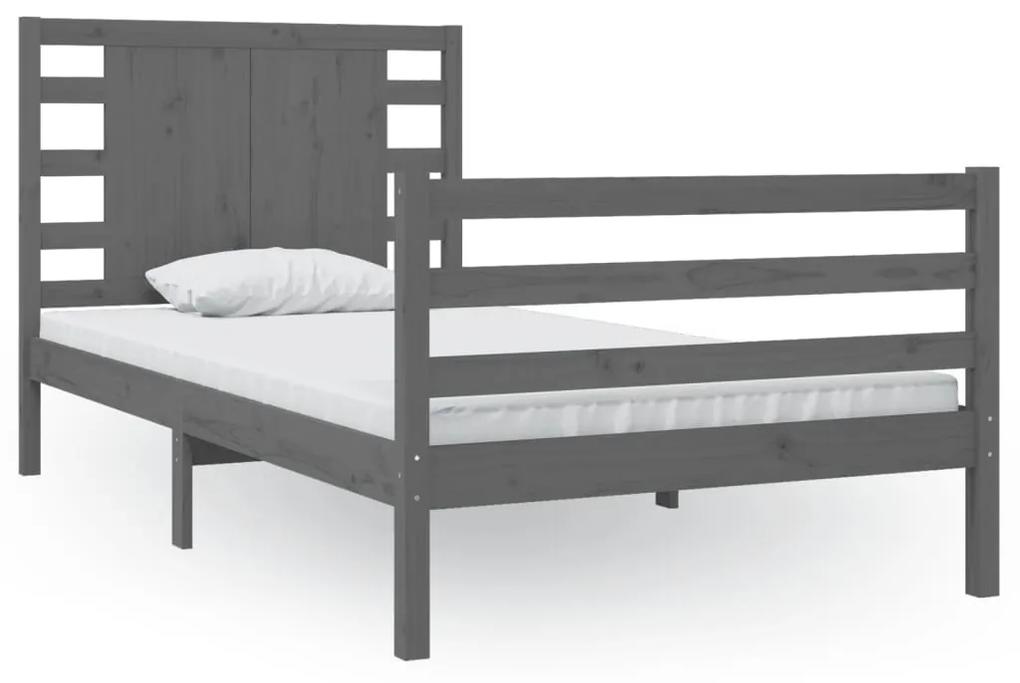 3104270 vidaXL Cadru de pat,gri, 90x200 cm, lemn masiv de pin