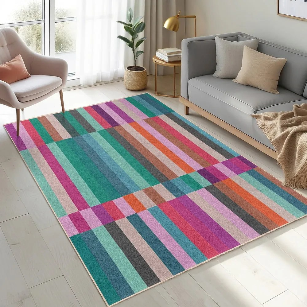 Covor tip traversă turcoaz lavabil 60x230 cm Acid Rain – Mila Home