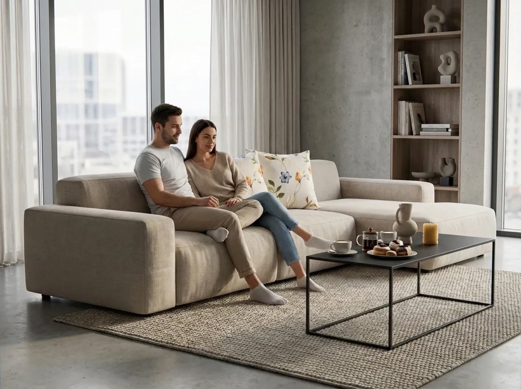 Fata de perna din microflanel GENTLE LEAVES 40x50 cm, crem