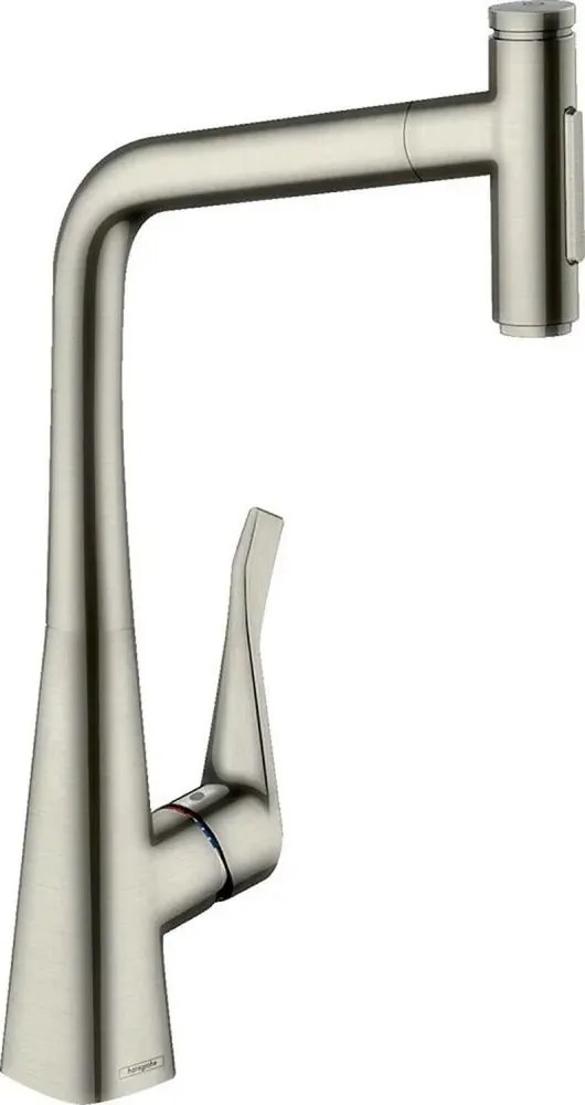 Baterie bucatarie cu dus extractibil Hansgrohe Metris Select M71 240 cu 2 jeturi finisaj otel inoxidabil fara sBox