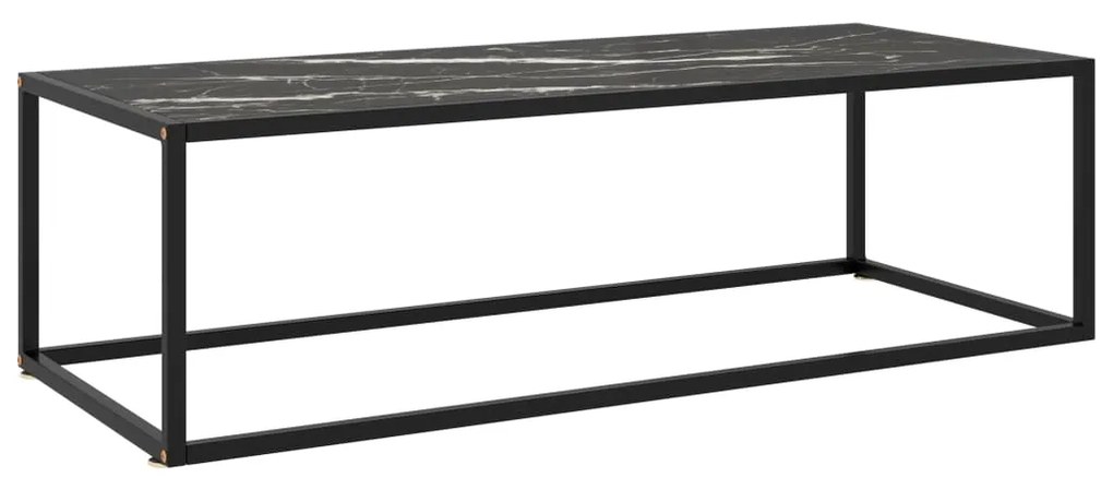 vidaXL Măsuță de cafea, negru cu sticlă neagră marmorată, 120x50x35 cm