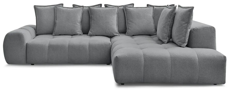 Colțar gri închis extensibil/cu spațiu de depozitare cu tapițerie din chenille (cu colț pe partea dreaptă/în formă de ”L”) Everest – Bobochic Paris