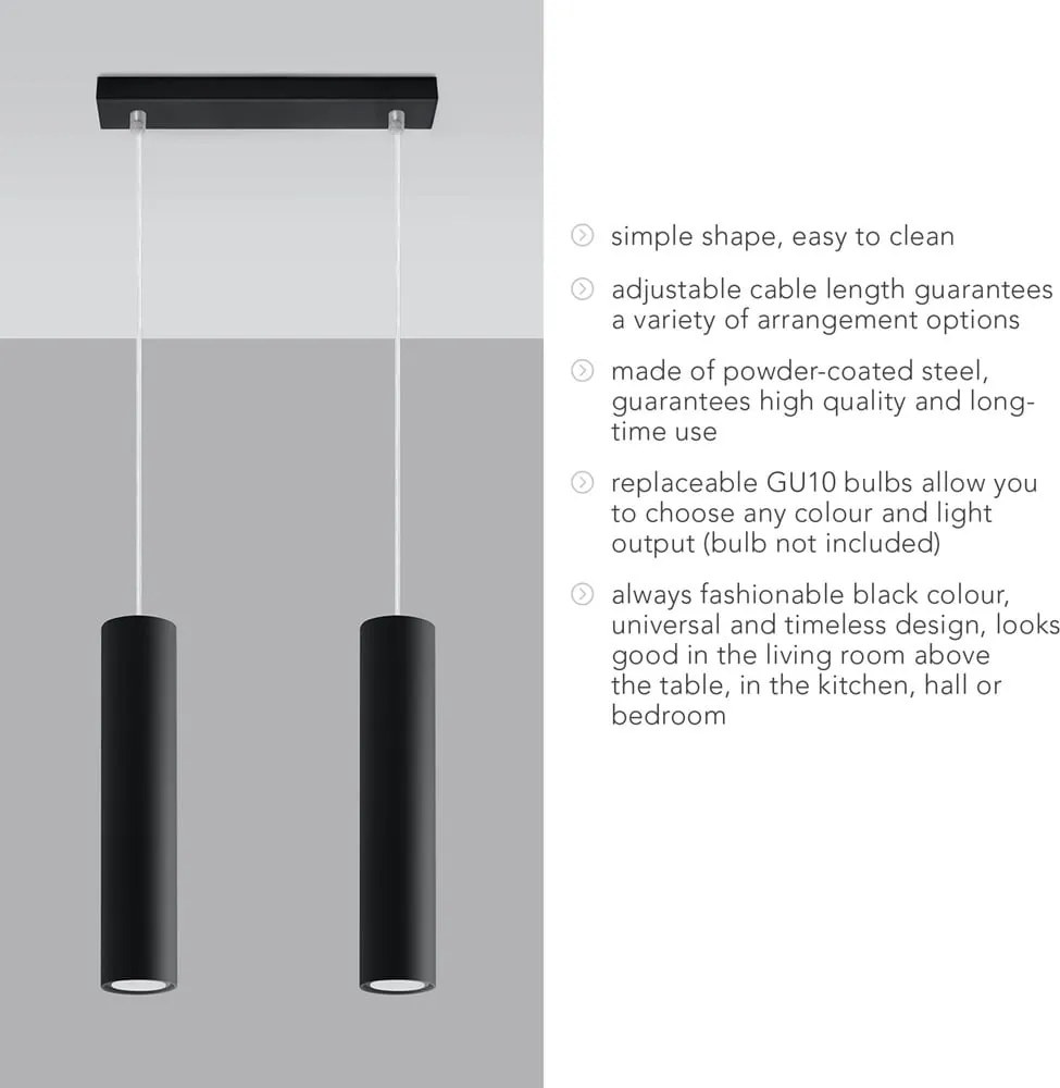 Lustră neagră din metal Castro – Sollux