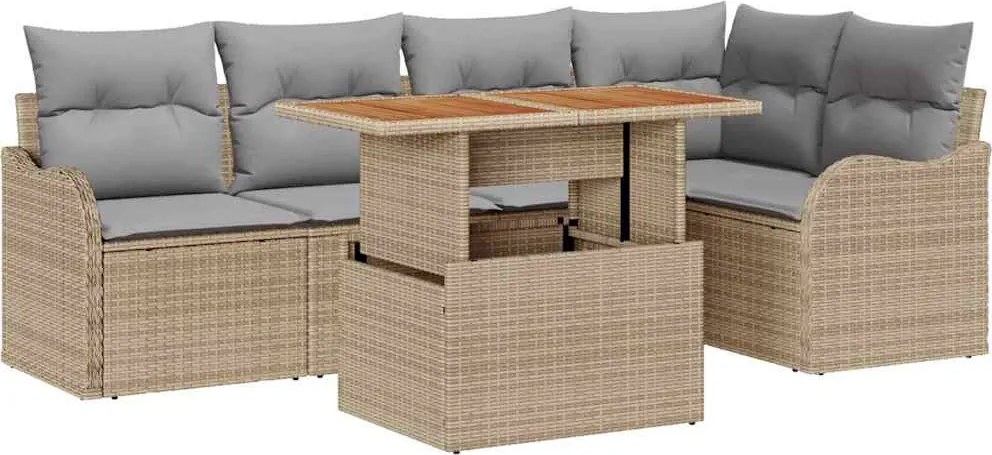 vidaXL Set de canapele pentru grădină 6 pcs Beige și gri deschis