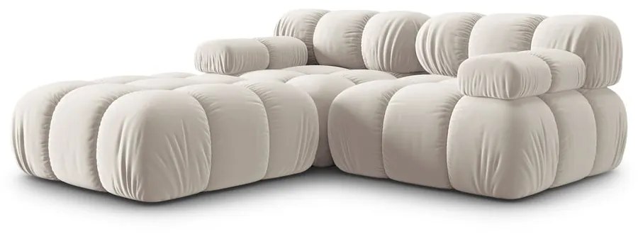 Colțar modular bej cu tapițerie din catifea (cu colț variabil) Bellis – Micadoni