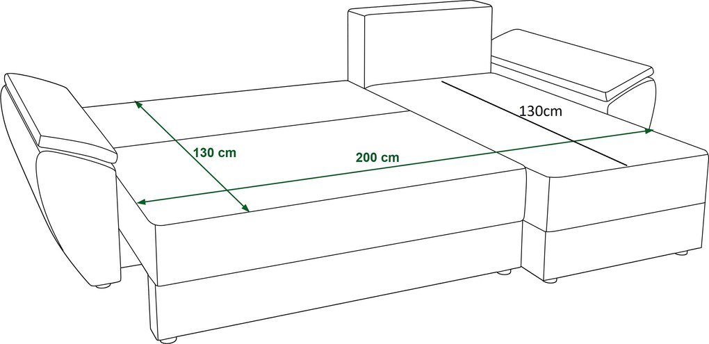 Canapea extensibila de colt reversibila in forma L TAVERO 251x140 cm, bej deschis