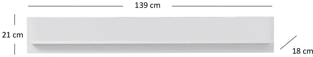 Poliță 140 cm Brendon (alb). 1052781
