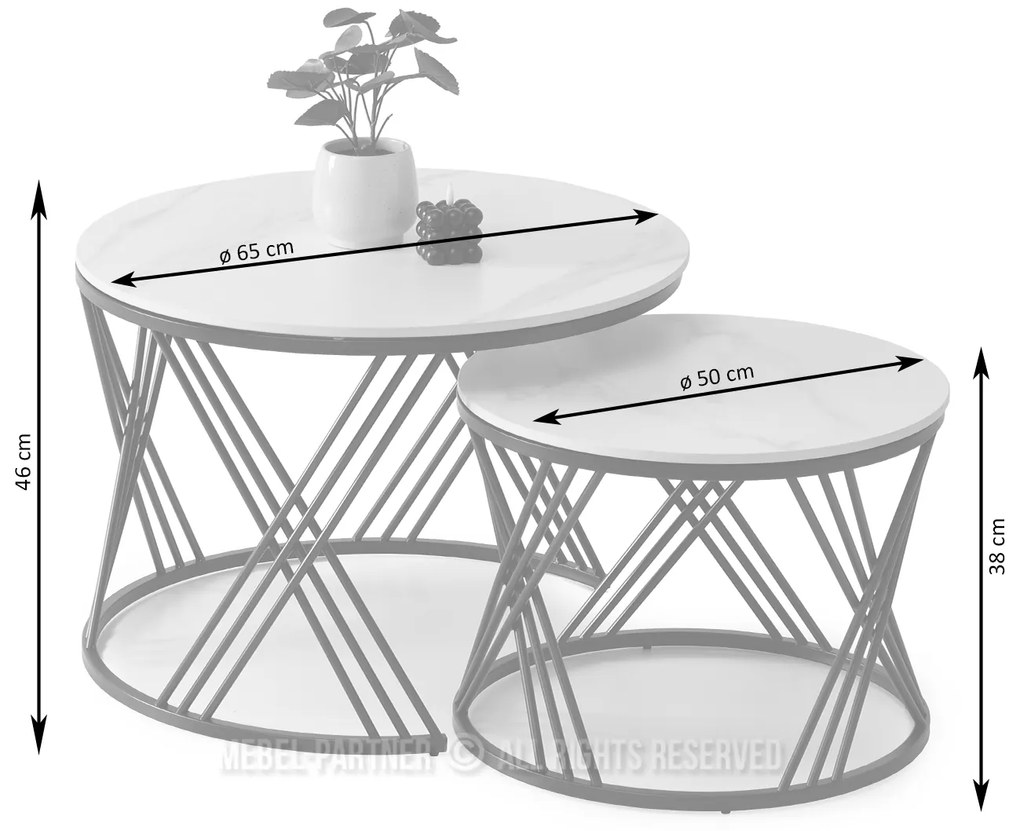 Măsuță de cafea Rimini (marmură albă + negru). Promo -10%. 1111684